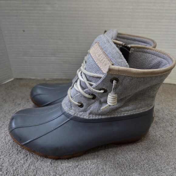 Sperry  Rain Boots Saltwater Duck  Gray Metallic Silver STS83235 Womens Size 5.5 - Picture 3 of 14